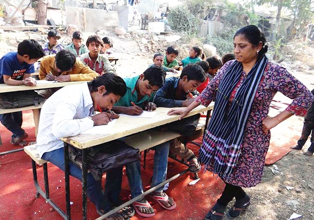 Road side School with 34 student of slum area